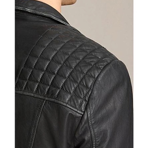 ALLSAINTS Mens Cargo Quilted Brown Leather Biker Jacket XS - Picture 3 of 15